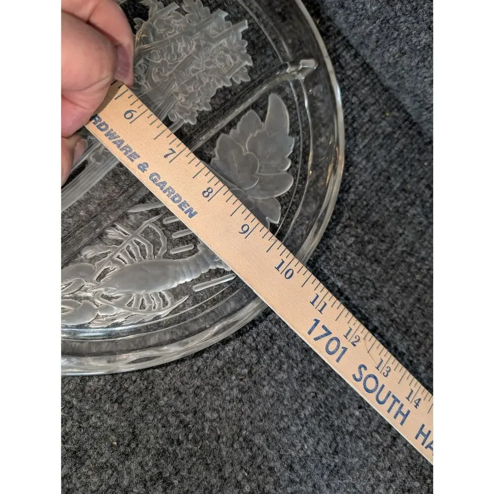 Vintage Indiana Glass Etched Frosted Intaglio Divided 10